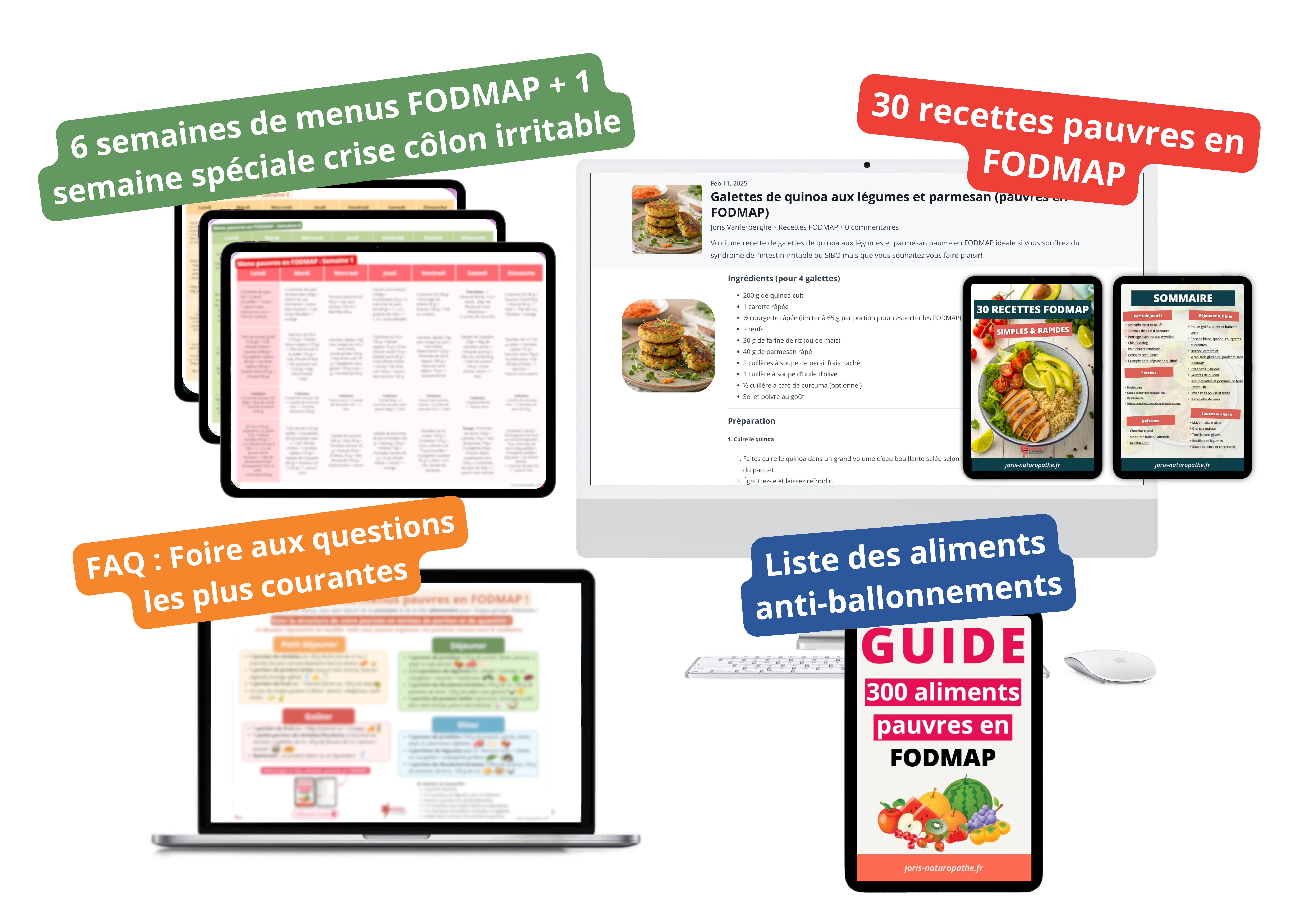 Menus FODMAP : 6 semaines de menus, recettes pauvres en FODMAP